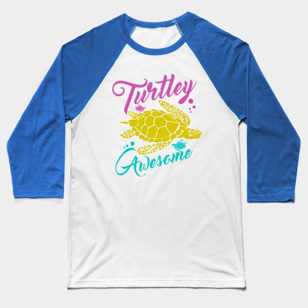 Turtley Awesome | Coral Reef | Save the sea Baseball T-Shirt by anilofex